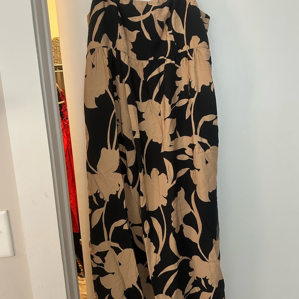Target Black Maxi Dresswith Beige Floral Print